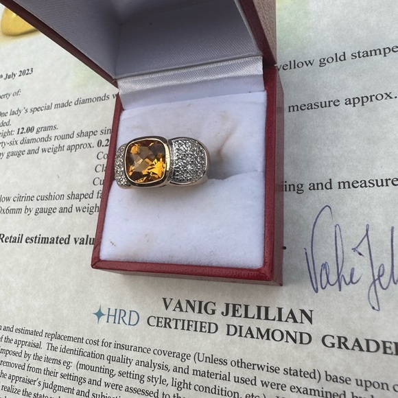 14k yellow gold 3.50 Ct citrine ring - size 6.25 - Picture 6 of 16